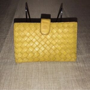 BOTTEGA WALLET, Chartreuse Soft Woven Leather, Vintage Removable card slot